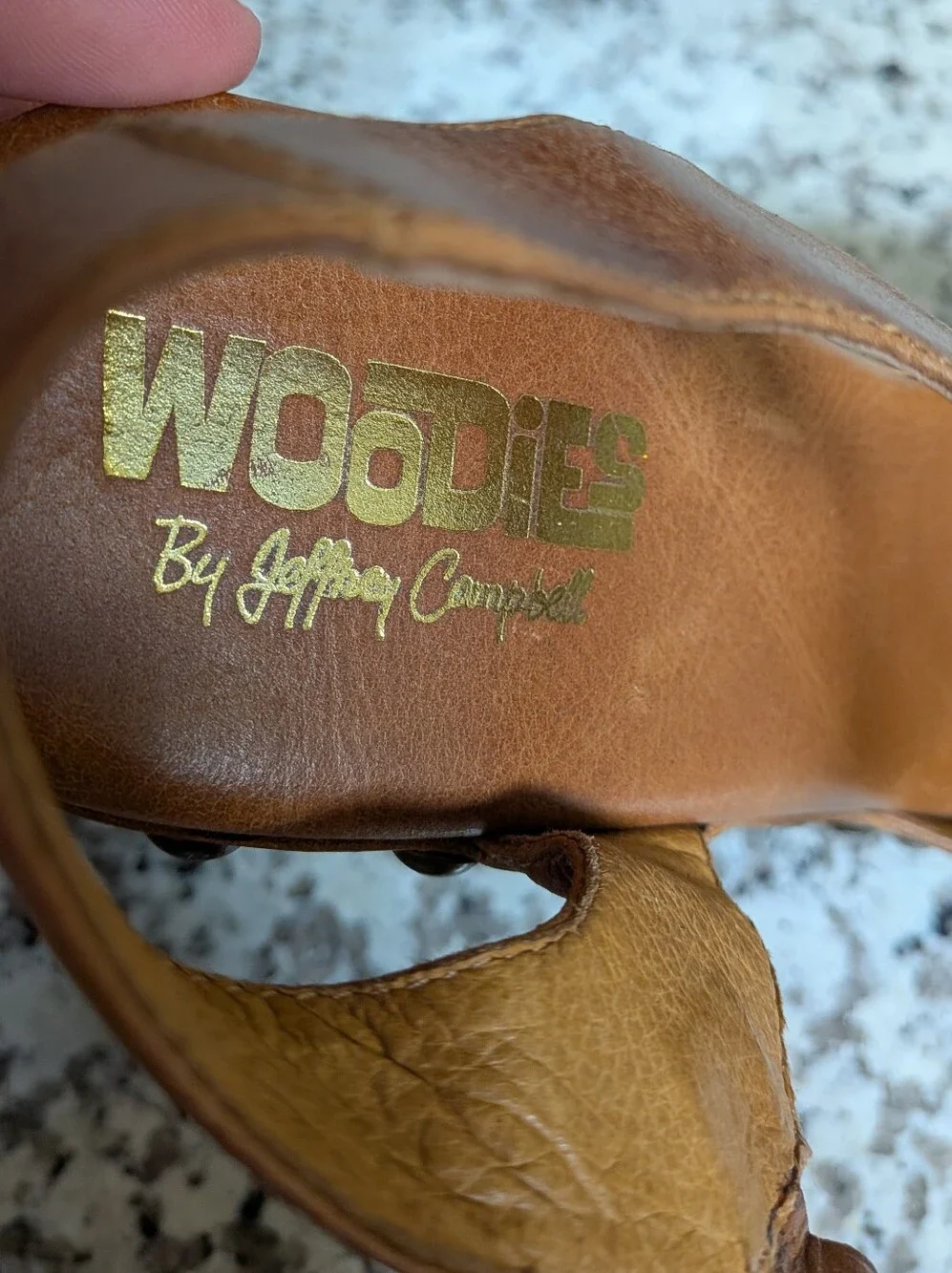 Jeffrey Campbell Woodies Tan Leather Studded Wood Platform Sandals Sz 10 Boho